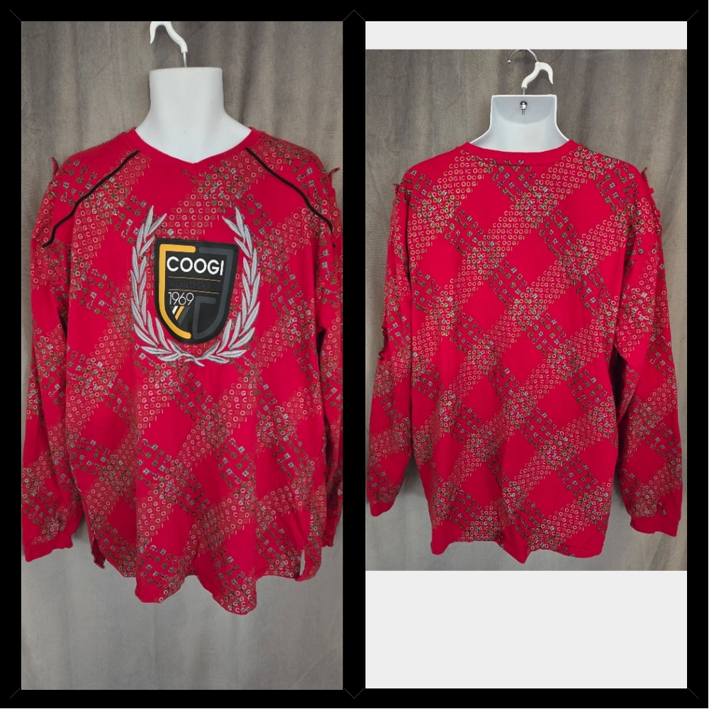 4X Mens Coogi Red Graphic Long Sleeve Shirt